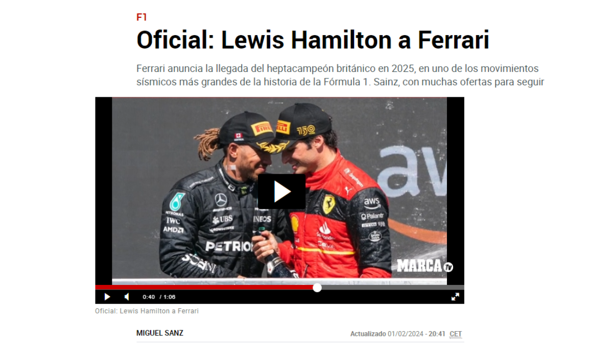 Rassegna stampa Lewis Hamilton